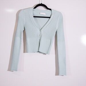 Jonathan Simkhai Women’s Ailany Ribbed Knit Stretch Shrunken Cardigan Sweater S